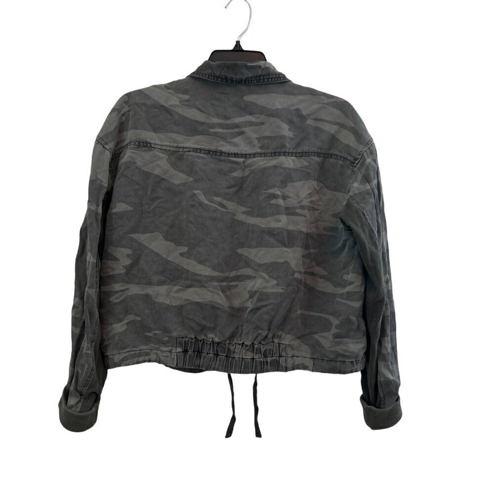 Splendid Cropped Vintage Women's Zip Up Camo Jacket Size Small Linen - Picture 3 of 4